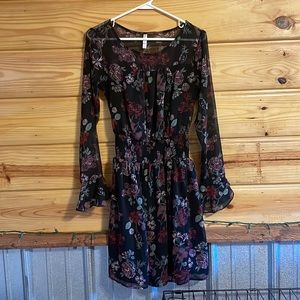 Black floral Xhilaration mini dress XS